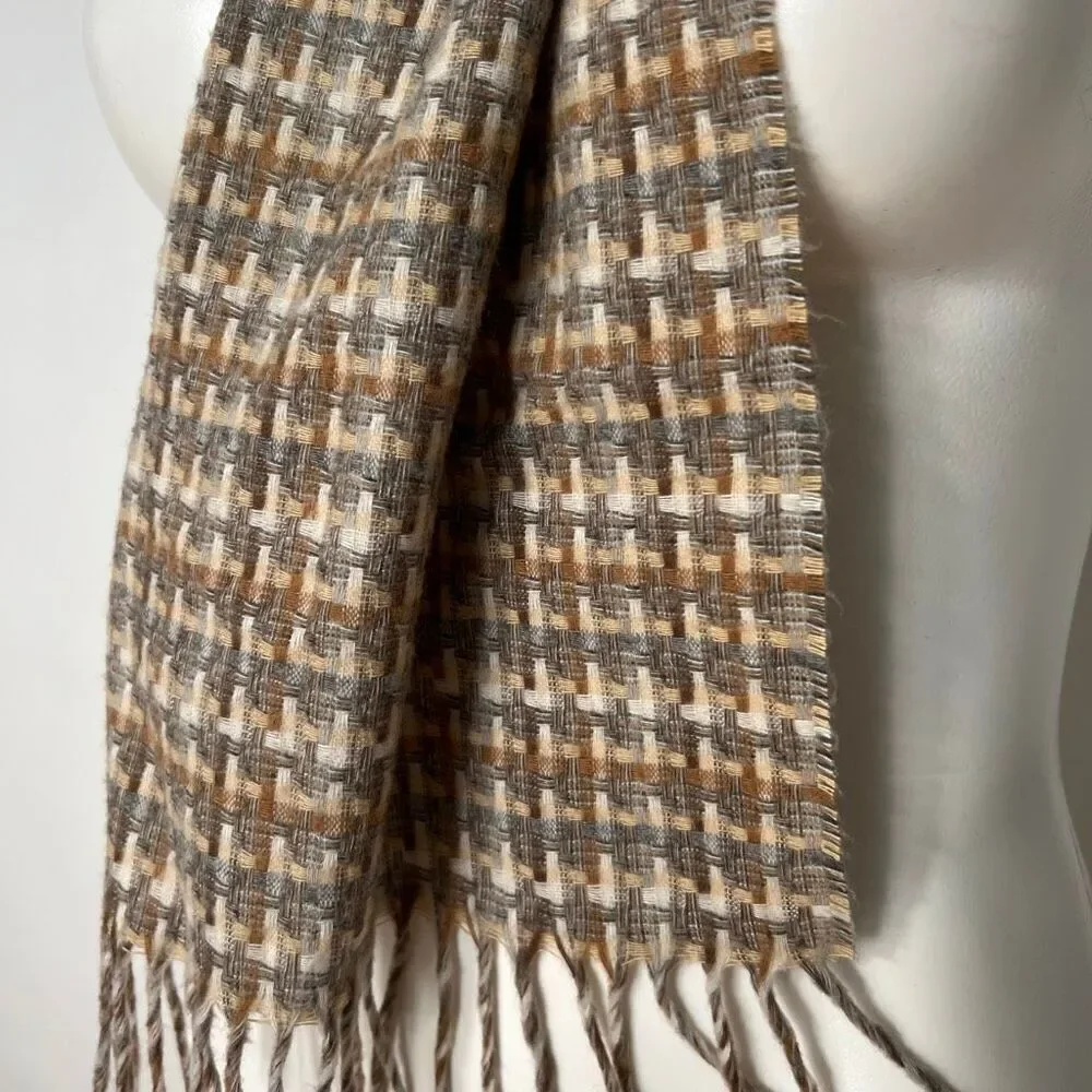 Cashmink v. fraas Germany Woven Neutral fringe scarf vintage